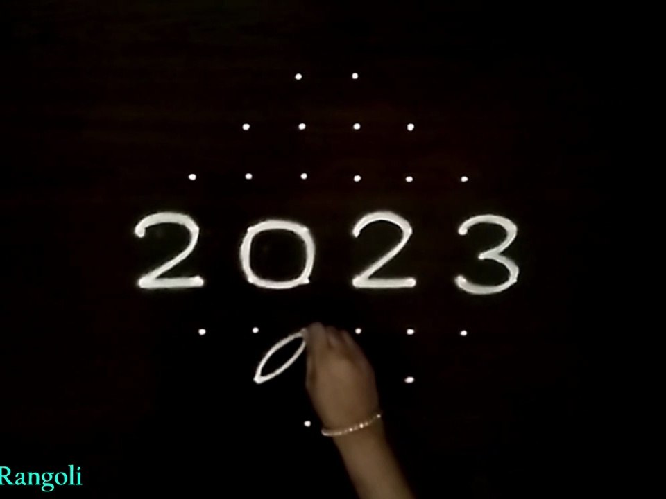 2023 New year Rangoli design with Butterflies - 2023 New year Vilakku Kolam - 2023 New year Deepam Muggulu
