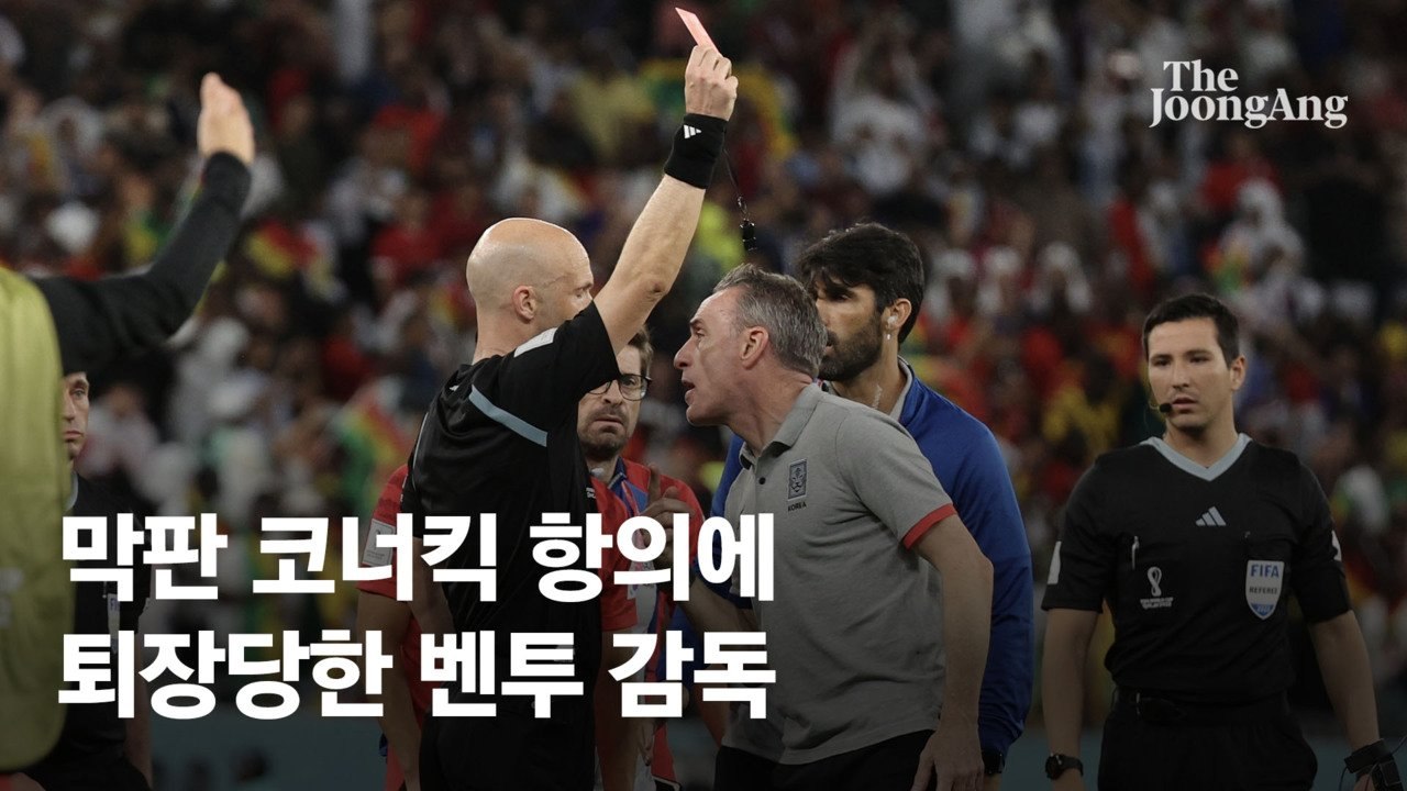 퇴장 당한 벤투 감독의 사과 "우리 선수들에게 가장 미안하다"