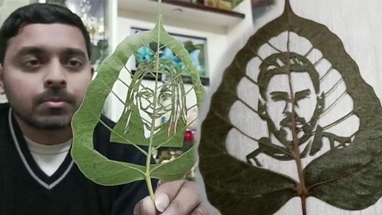 লিফ আর্টের মাধ্যমে প্রিয় খেলোয়াড়দের শ্রদ্ধা জানাচ্ছেন আসানসোলের রূপম