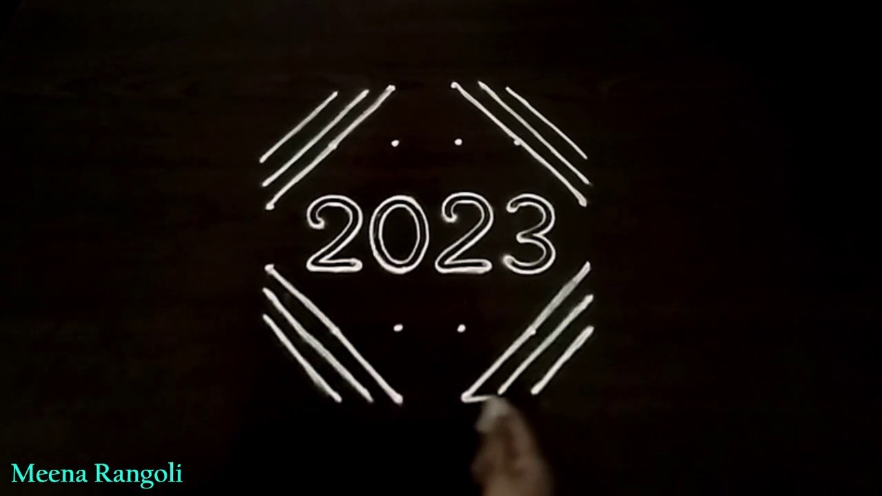 2023 New year Kolam design - 2023 new year rangoli design - 2023 new year muggulu