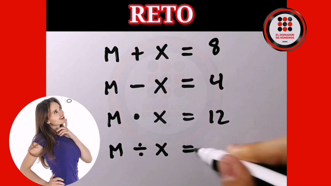 RETO matemático (M+X=8). Math CHALLENGE (M+X=8).