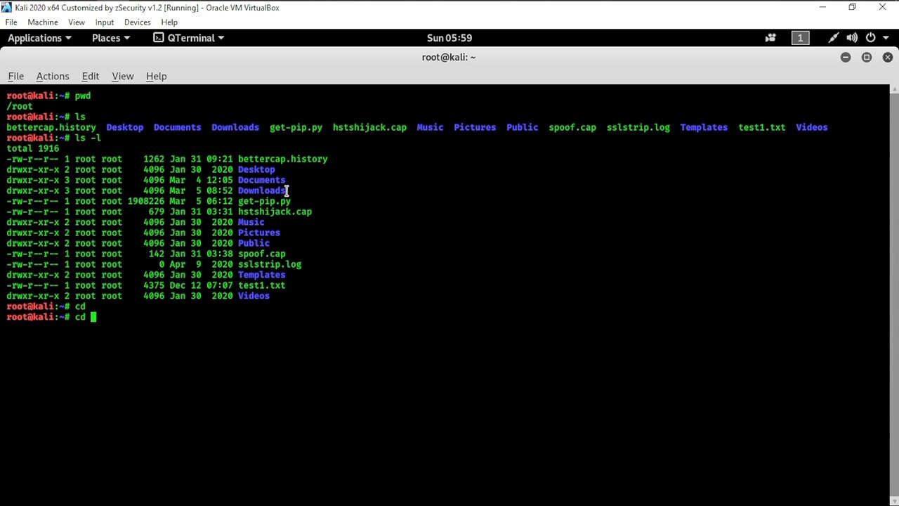 Basic Commands of  KALI LINUX in Hindi