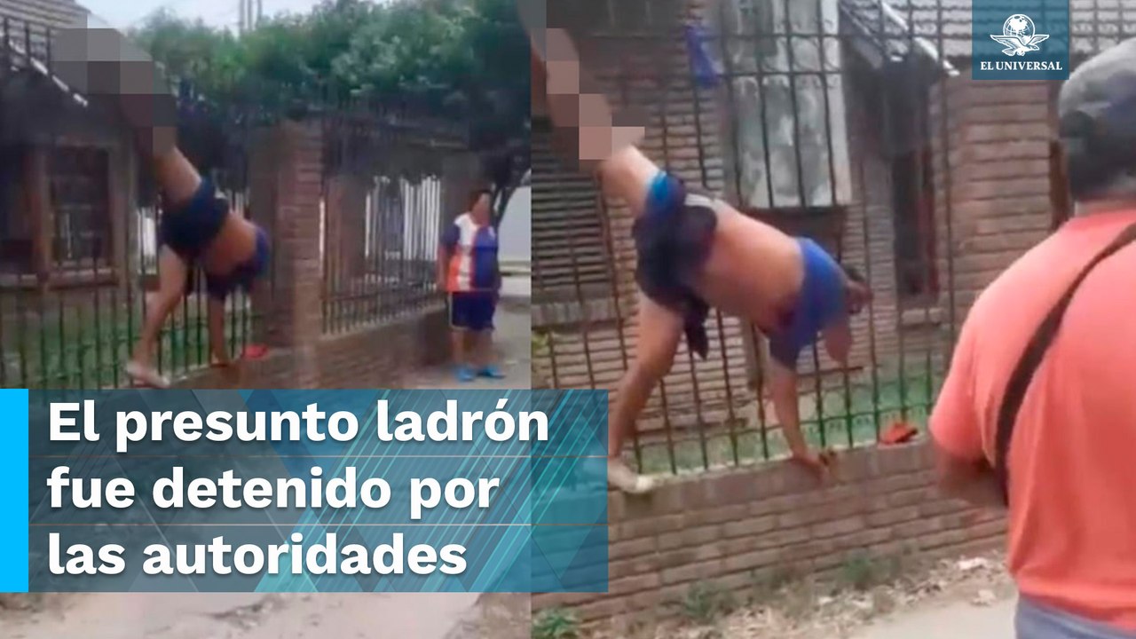 Por meterse a robar en una casa, se atora en la reja
