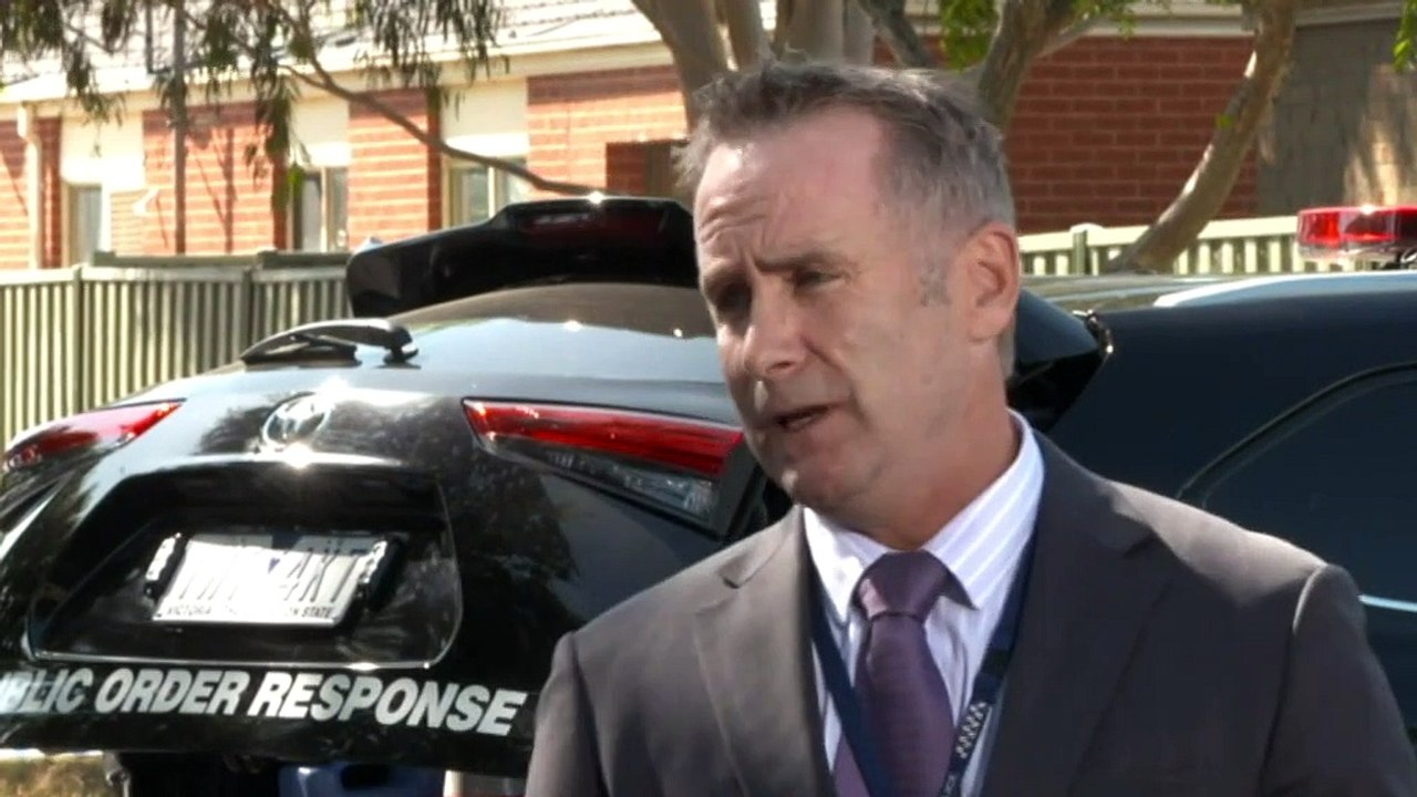 Police are still searching for a suspect after two men were shot dead in Melbourne's south-west this morning