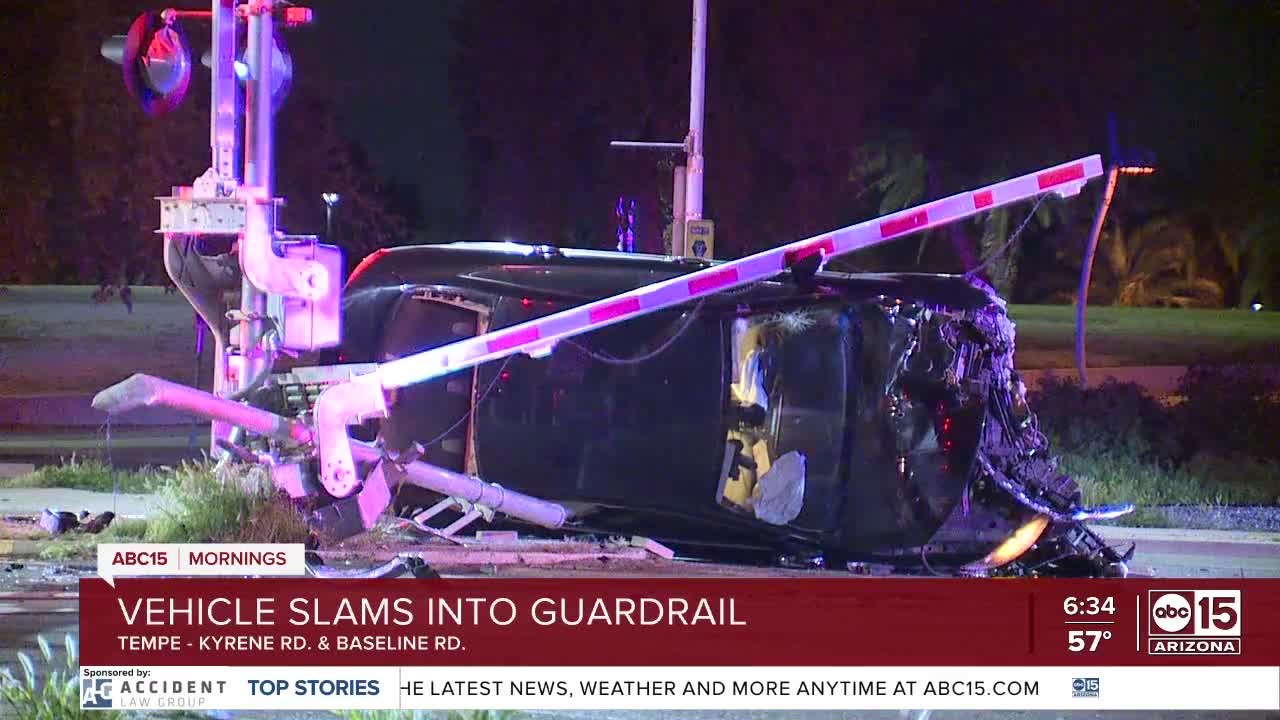 Car crashes into train gate near Kyrene and Baseline roads