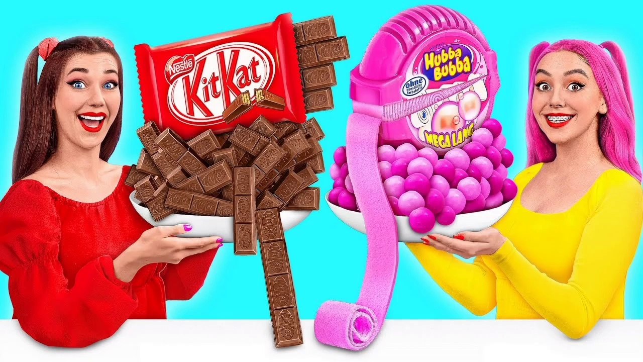 Bubble Gum Vs Chocolate Food Challenge 