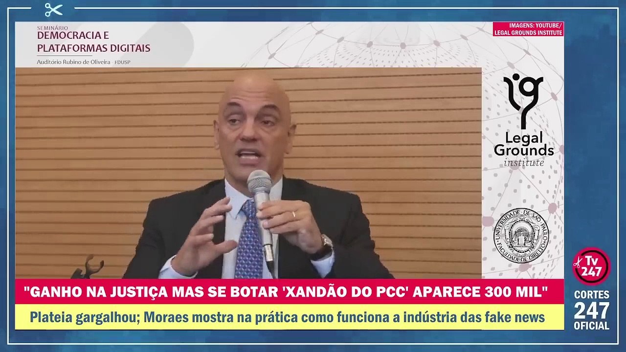 PLATEIA GARGALHOU: MORAES MOSTRA NA PRÁTICA COMO FUNCIONA A INDÚSTRIA DAS FAKE NEWS | Cortes 247