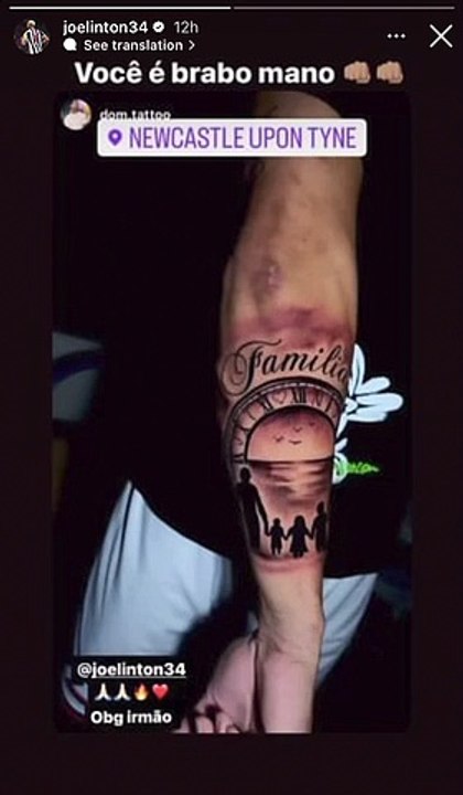 Joelinton shows off new tattoo