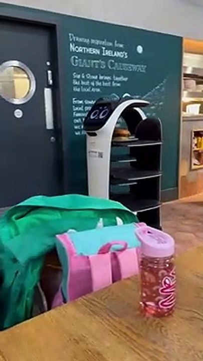 Robot waiter operating at Belfast International Airport