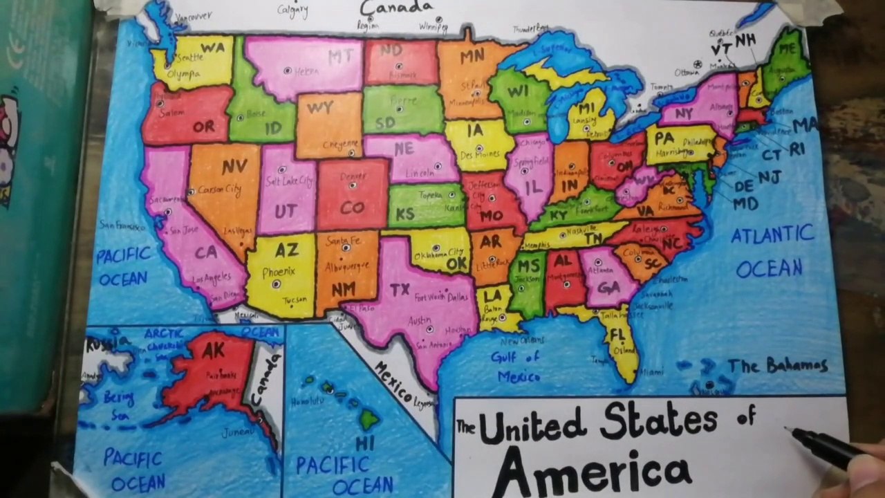 How to draw USA map easy SAAD