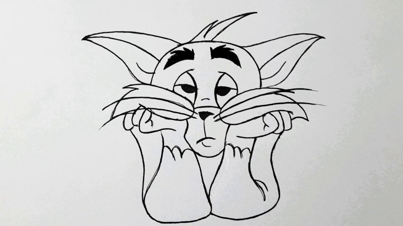 How to draw Tom cat __ Tom and Jerry