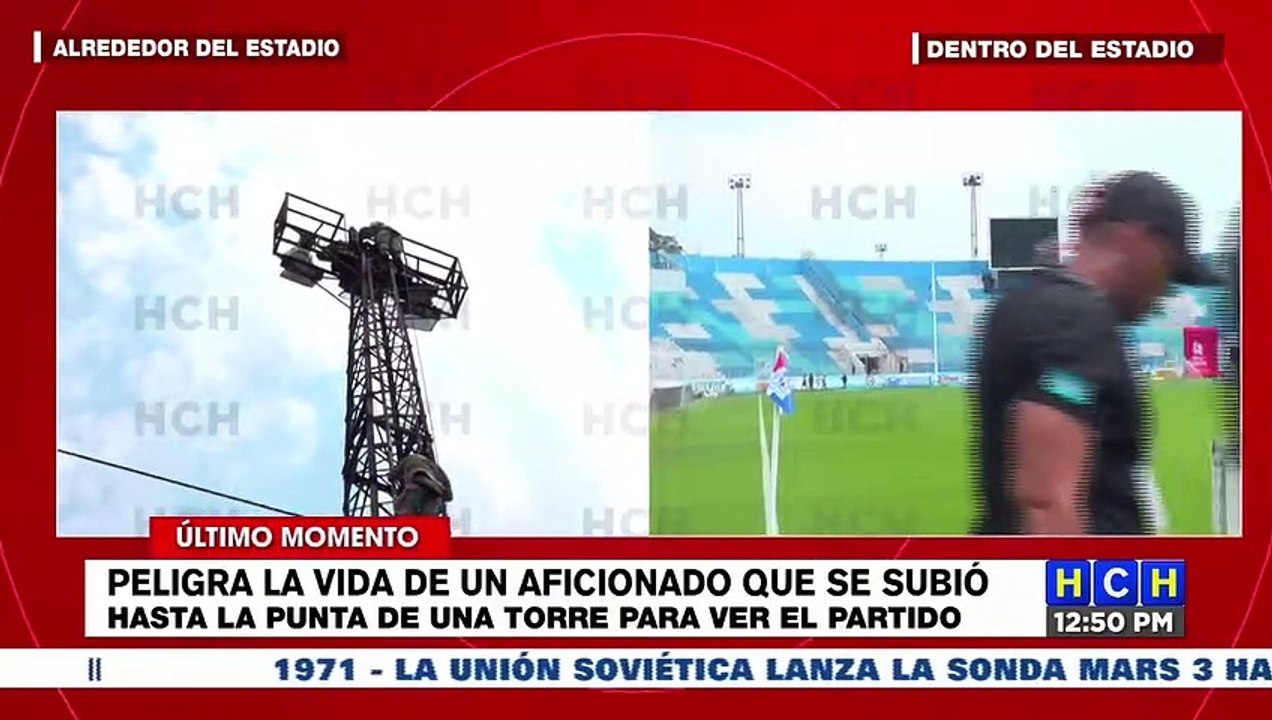 ¡Peligro! Aficionado se sube a una torre de iluminación del estadio Chelato Uclés