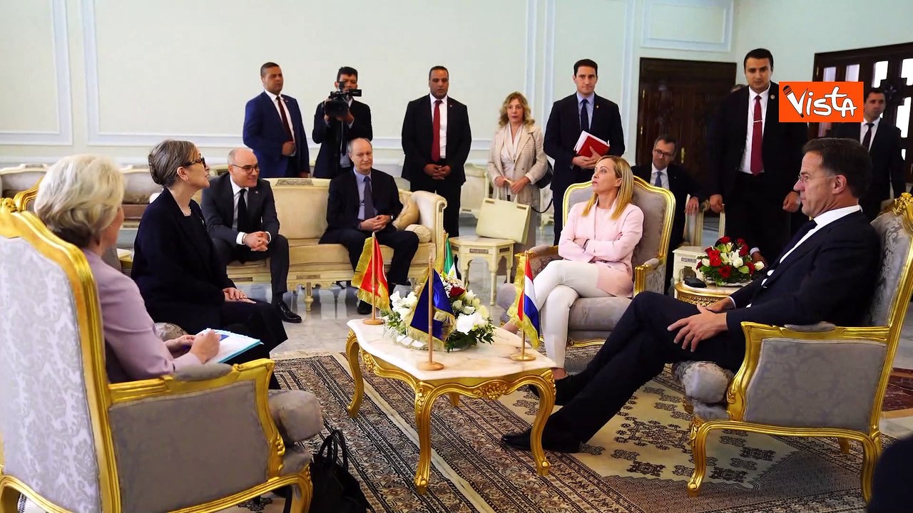 Meloni, von der Leyen e Rutte in Tunisia