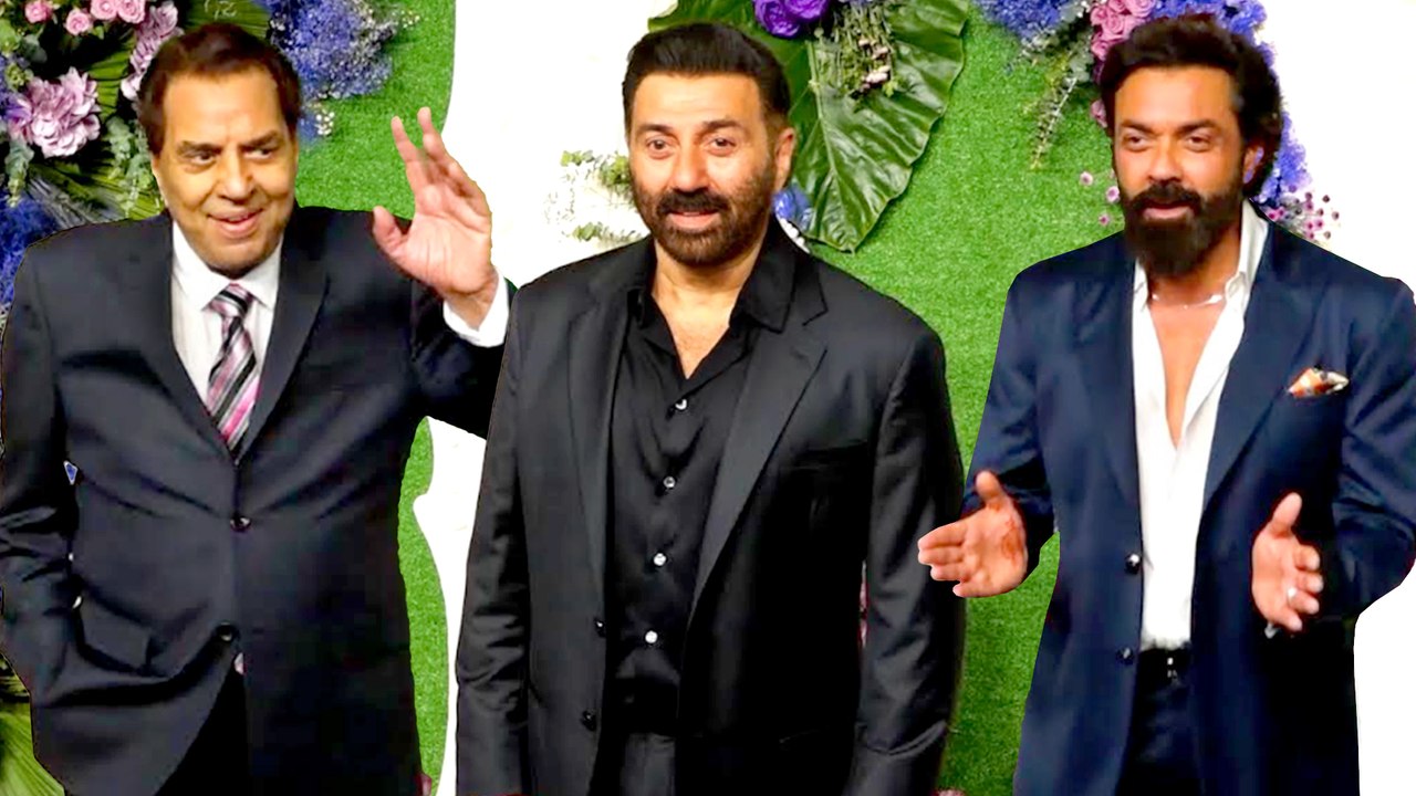 Dharmendra, Sunny Deol & Bobby Deol At Karan Deol's Reception