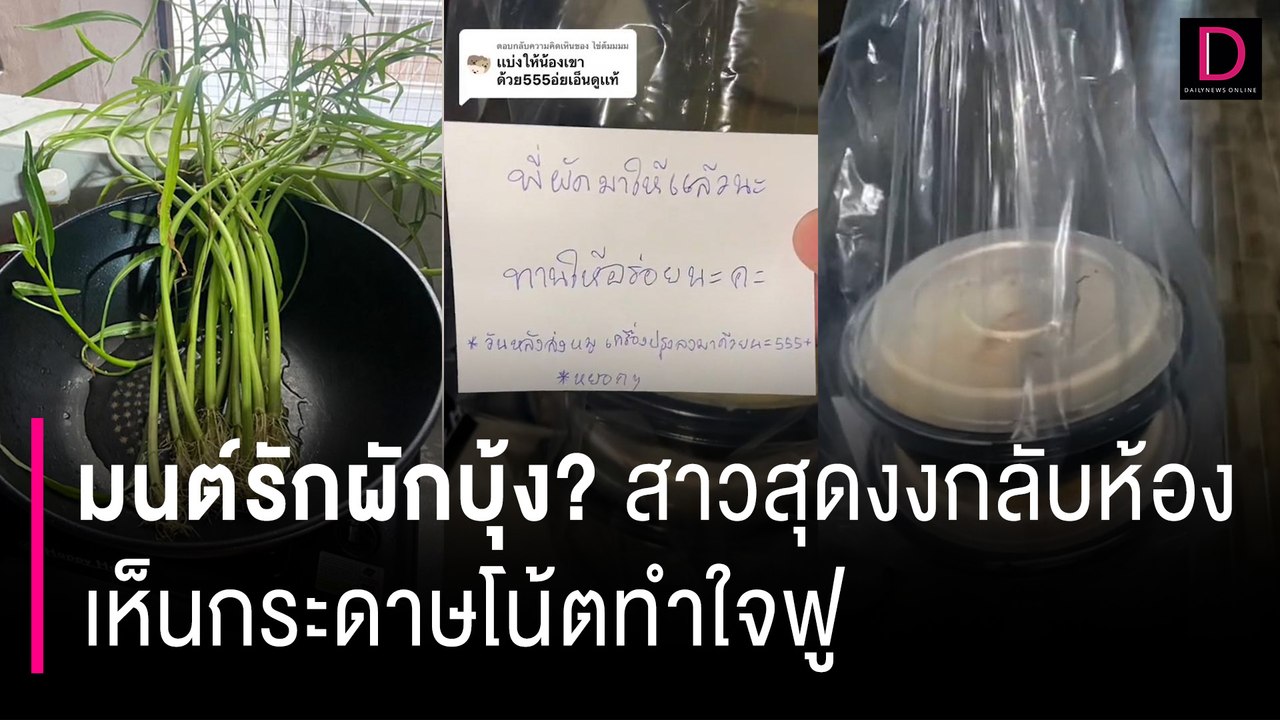 มนต์รักผักบุ้ง? สาวสุดงงกลับห้องเจอ ผักบุ้ง เห็นกระดาษโน้ตทำใจฟู | HOTSHOT เดลินิวส์ 02/07/66