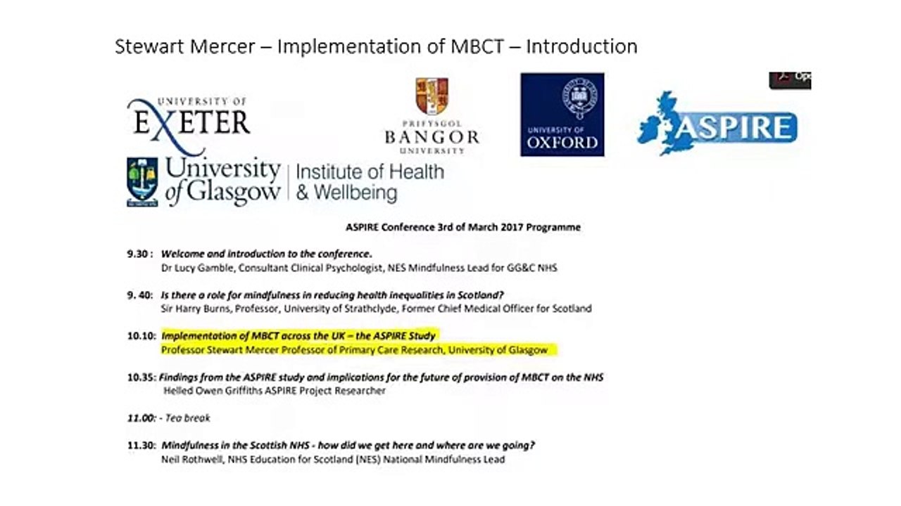 Stewart Mercer – Implementation of MBCT – Introduction