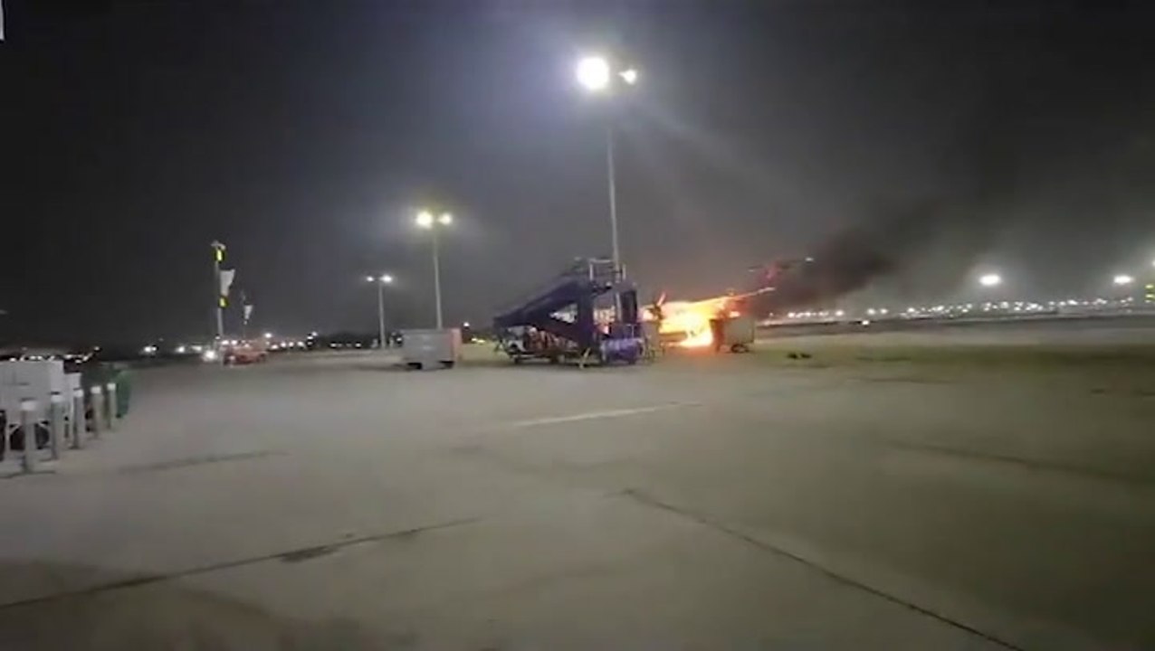 Fire rips through plane’s engine at airport in Delhi