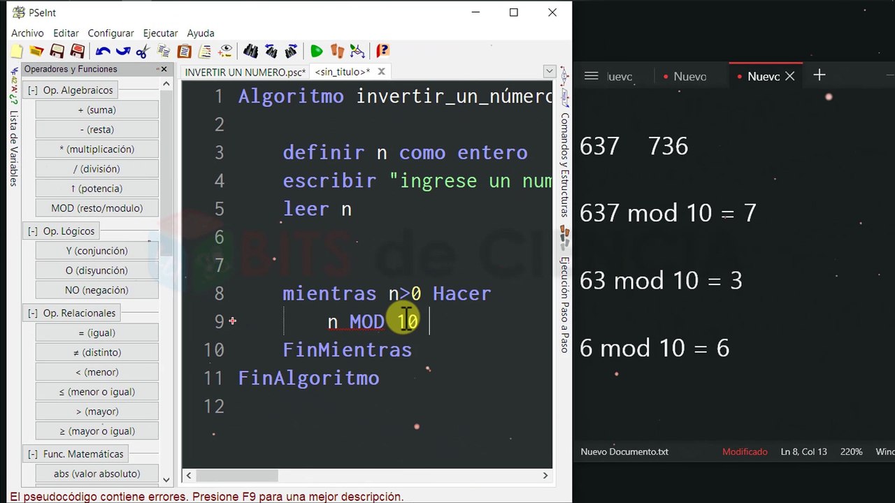 ▷ VOLTEAR DIGITOS NUMERICOS en PSeInt | CICLOS MIENTRAS - HACER