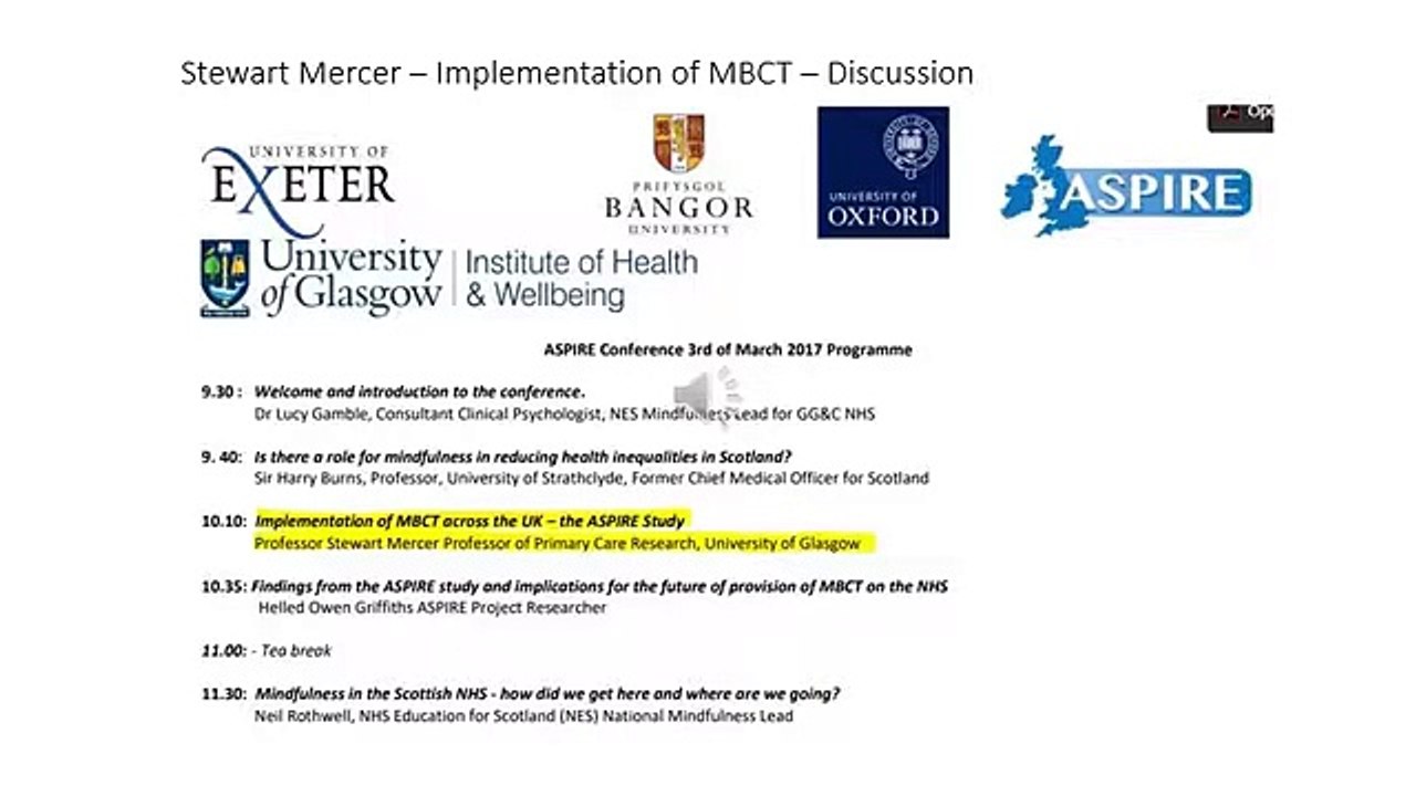 Stewart Mercer – Implementation of MBCT – Part 3 - Discussion