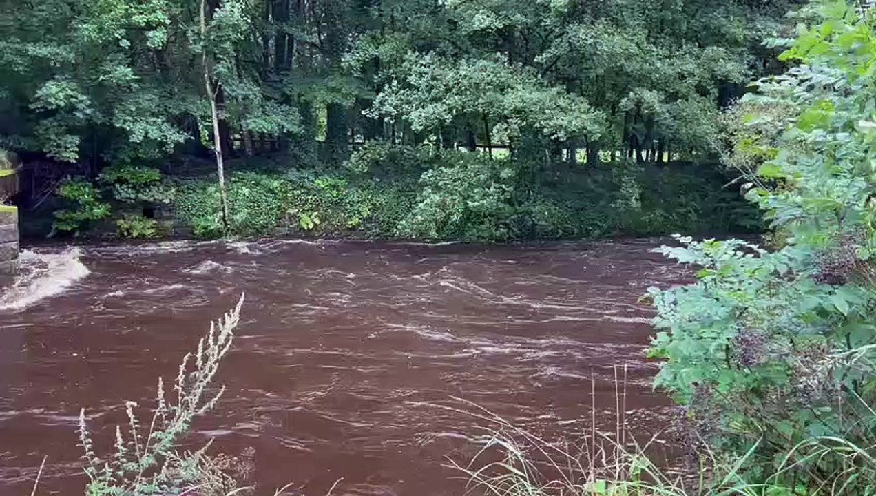 High water levels at the River Calder in Sowerby Bridge