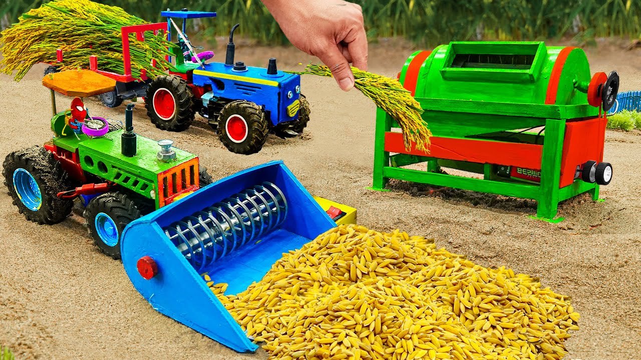 Top diy tractor making mini Rice Harvester Machine - diy Planting & Harvesting Rice Fields - HP Mini
