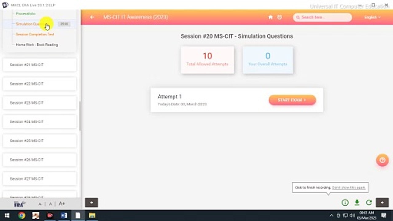 MSCIT Session 20 Simulation Questions