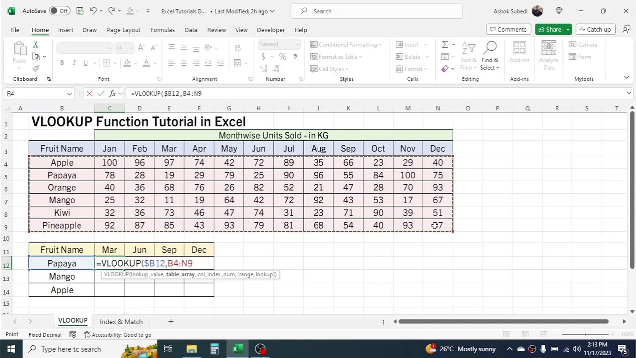 VLOOKUP Function Tutorial in Excel