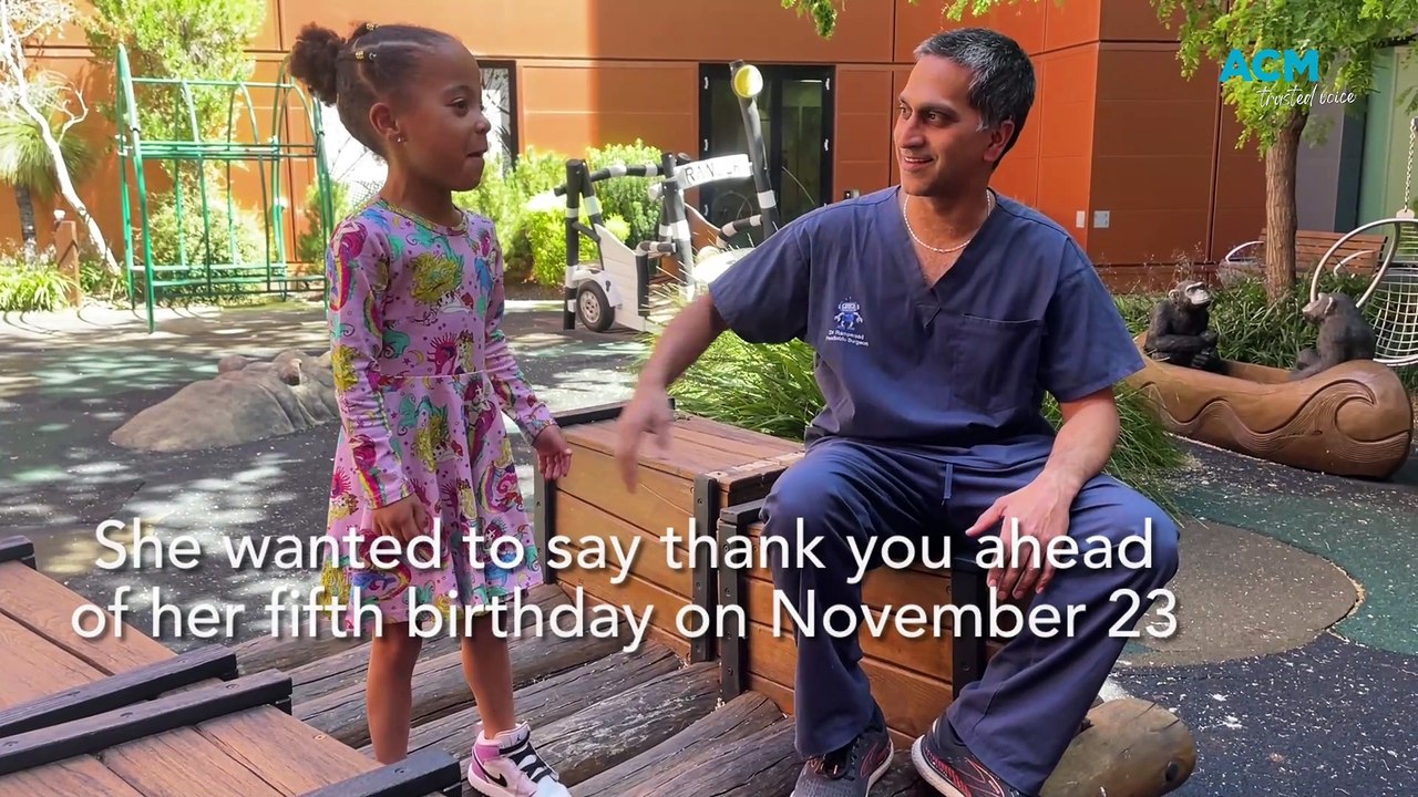 Audrey says thank you to her hero surgeon