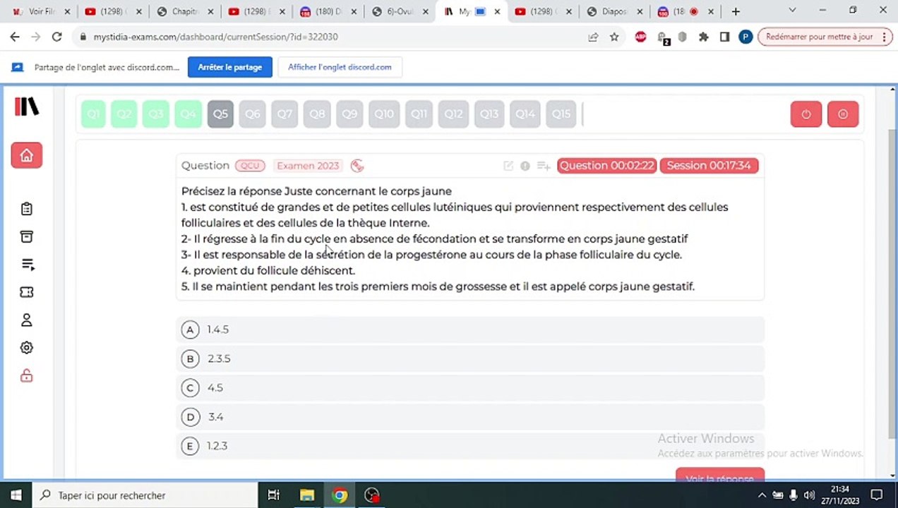 QCM OVOGENESE ET OVULATION