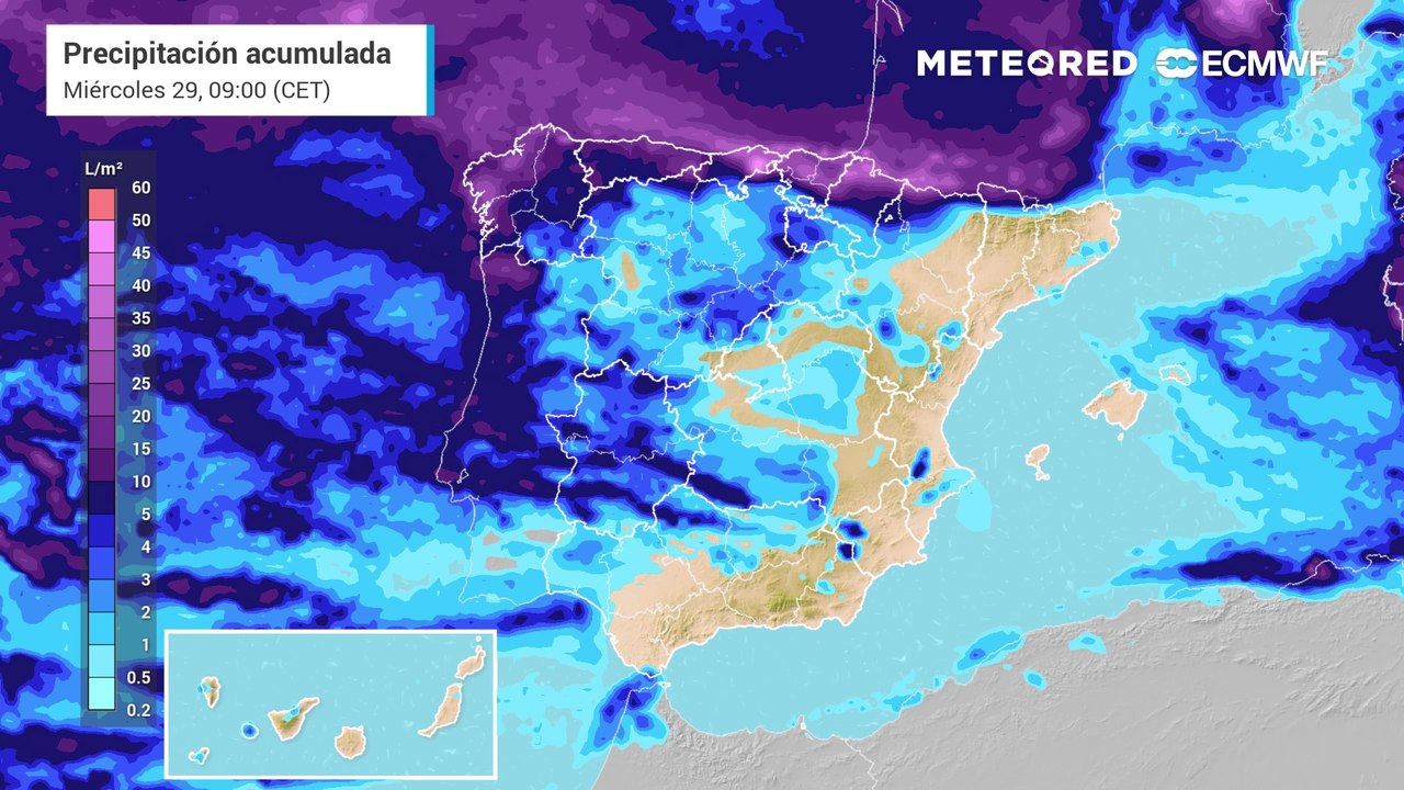 Mapas previstos de precipitación