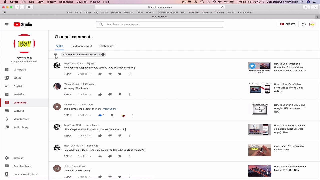 How to USE YouTube - Access Your YouTube Studio Comments | Tutorial 7