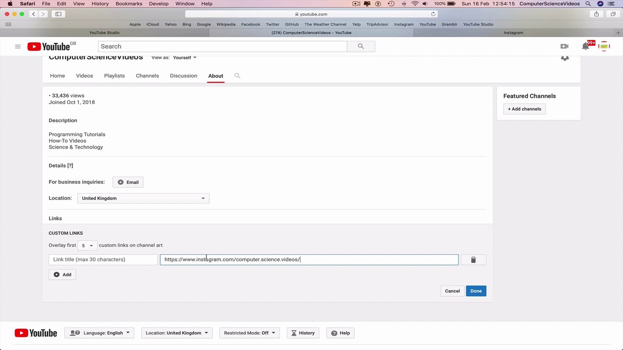 How to USE YouTube - Add Custom Links to Your YouTube Channel | Tutorial 17