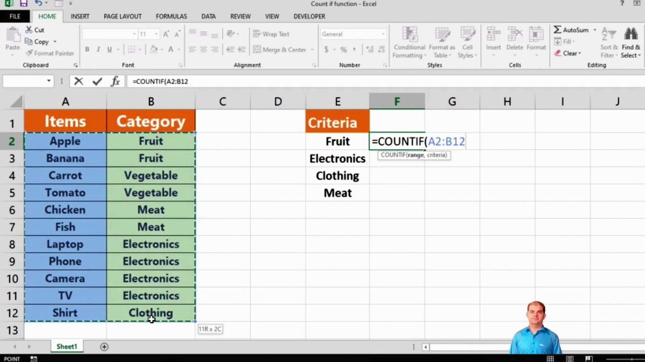 How to use the COUNTIF function in Excel