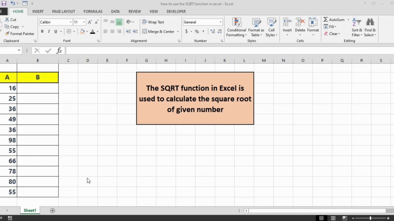 How to Use the SQRT Function in Excel