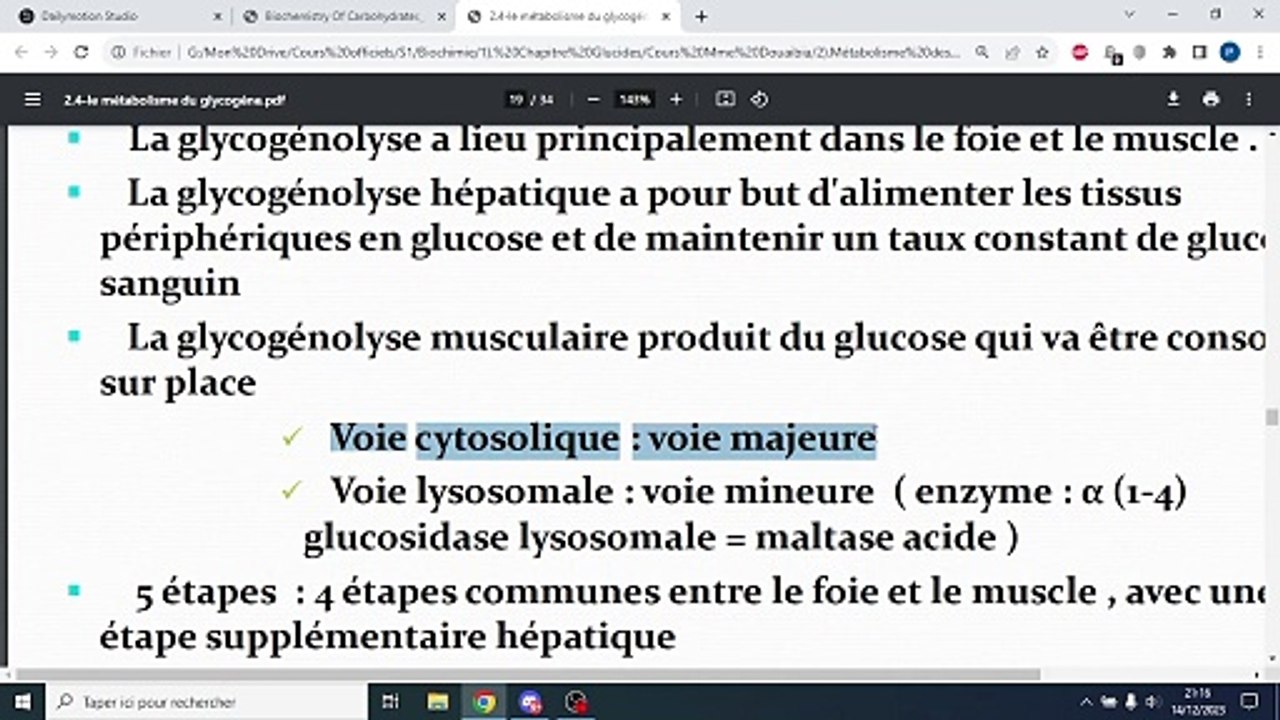 GLYCOGENE DEGRADATION ET SYNTHESE
