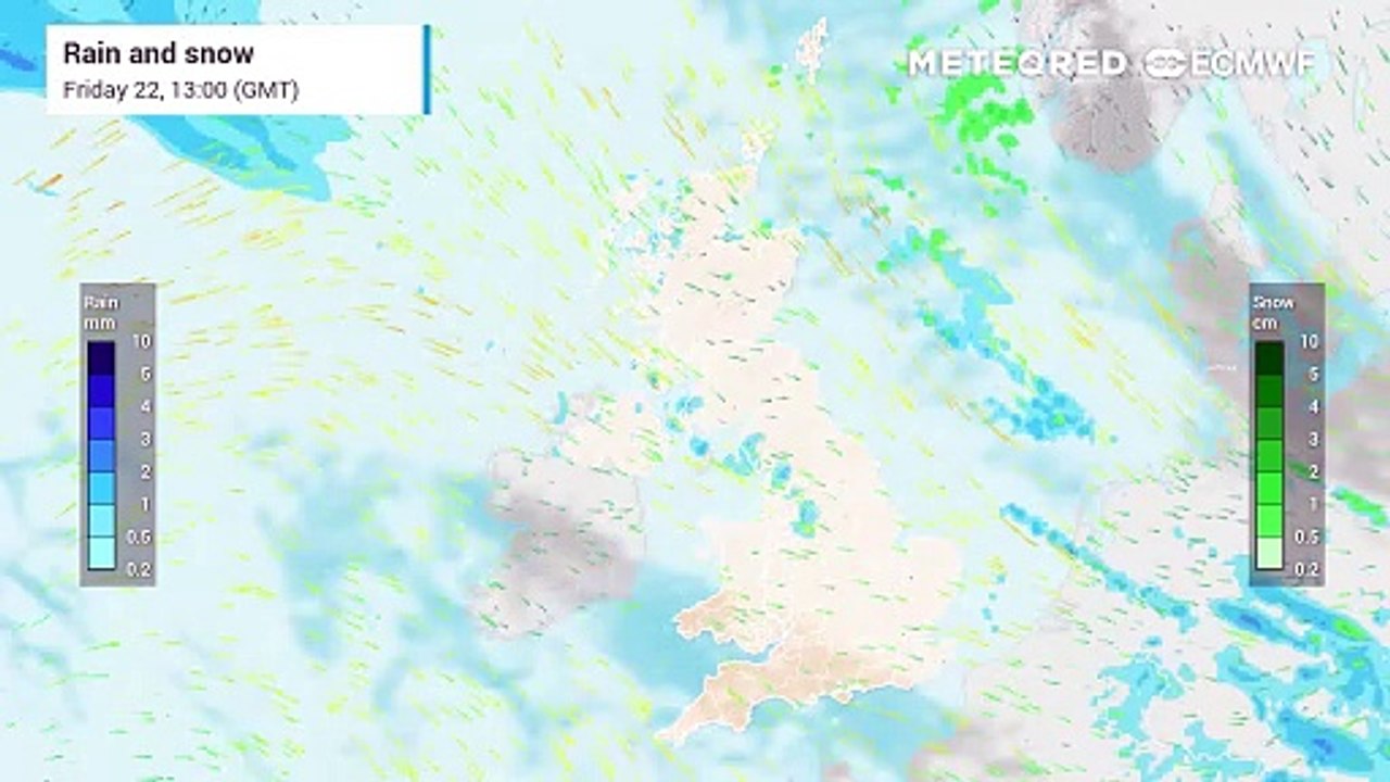 Weather forecast rain and snow map for Christmas Eve weekend