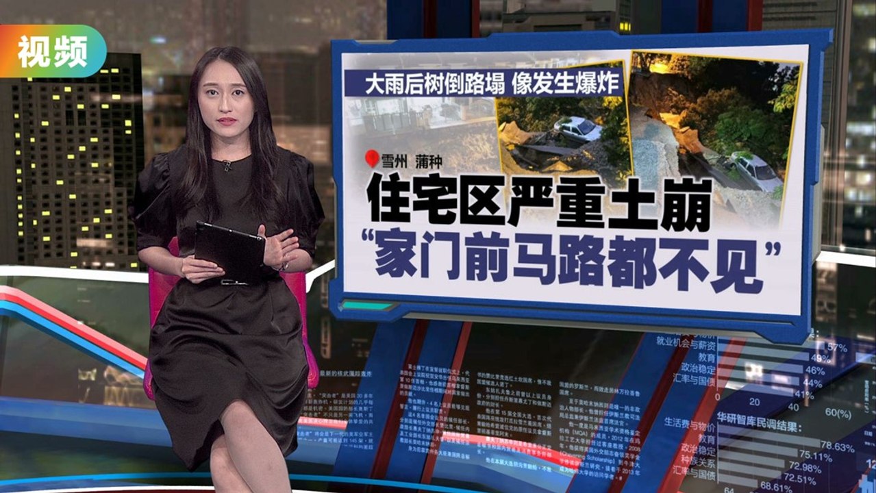 大雨后树倒路塌像发生爆炸   蒲种住宅区土崩“门前马路不见”