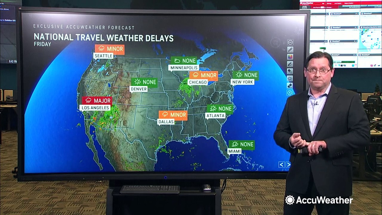 Storms likely to cause delays on a busy travel day this Friday
