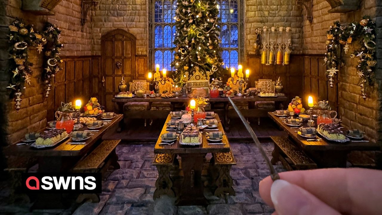 Artist spent a YEAR building dolls' house sized replica of the Great Hall from Harry Potter