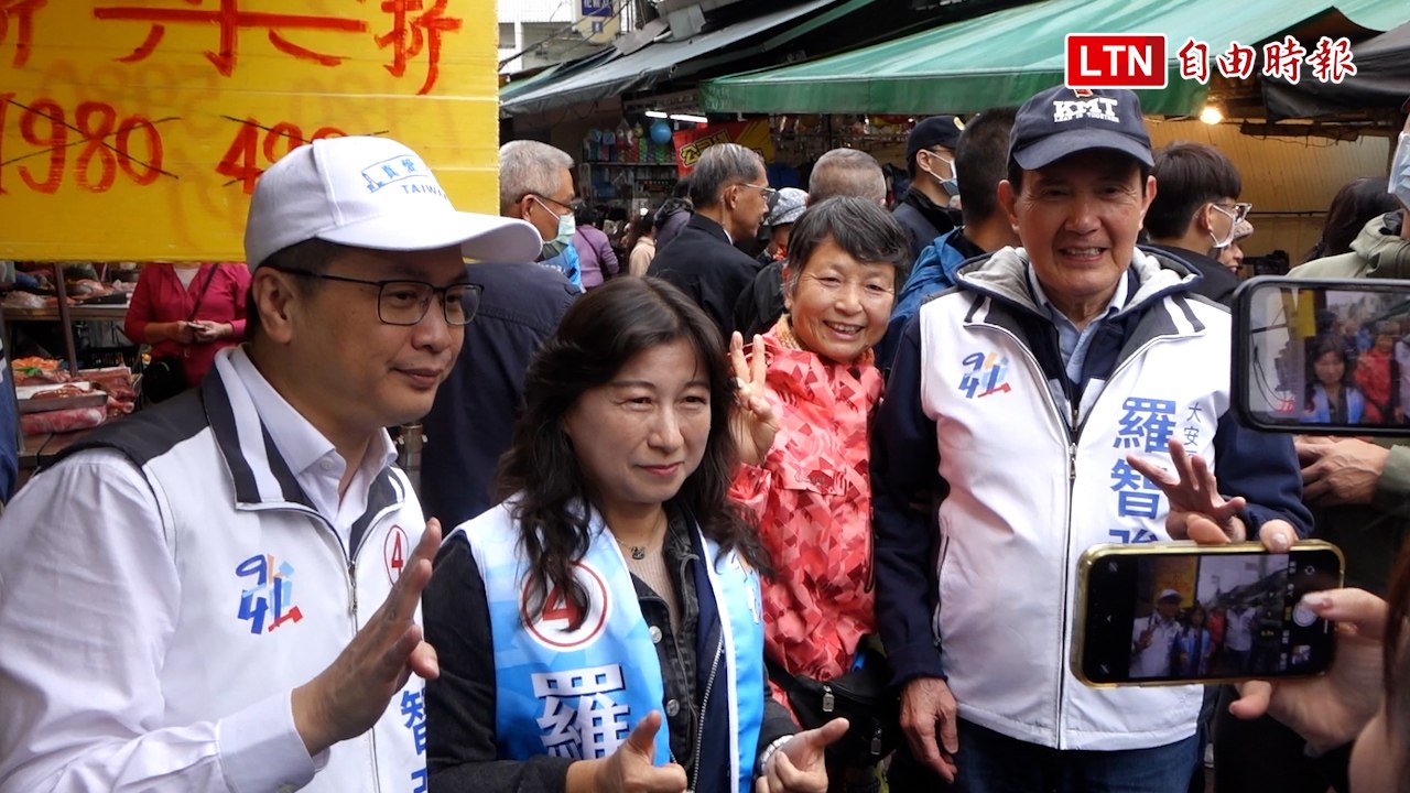馬英九陪同子弟兵羅智強 臨江市場拜票