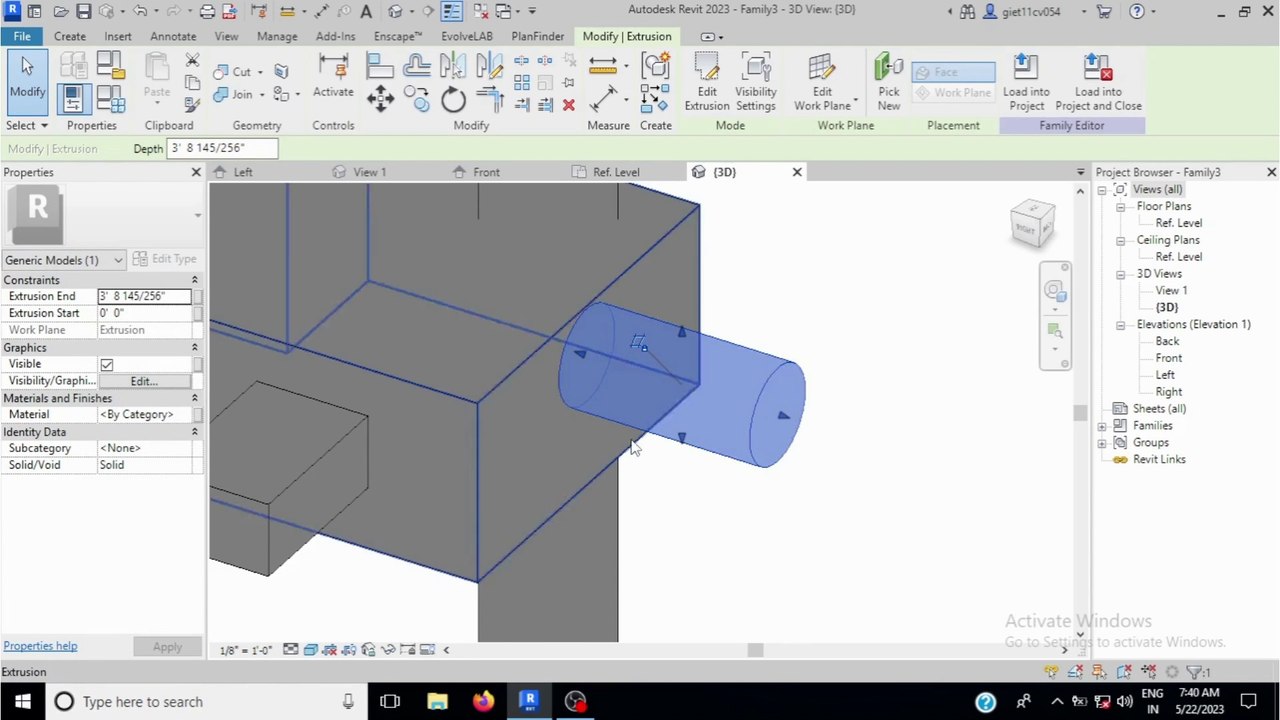 #2 | Extrusion | Autodesk Revit Architecture Family