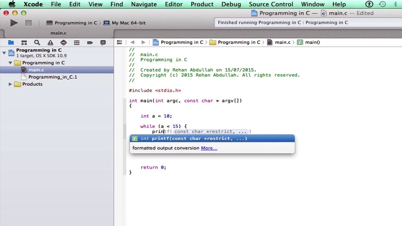 PROGRAMMING IN C / Xcode || Tutorial 6 - The While Loop