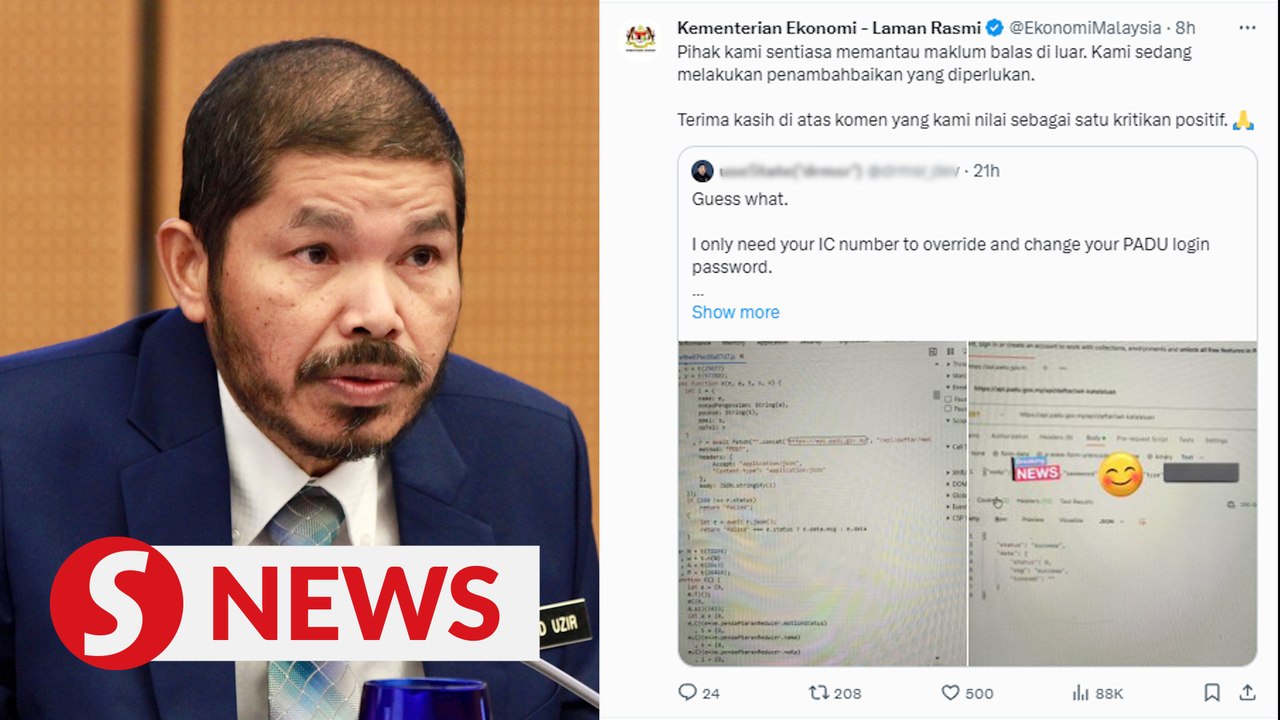 Economy Ministry swiftly fixes security loophole in Padu, thanks user for highlighting issue