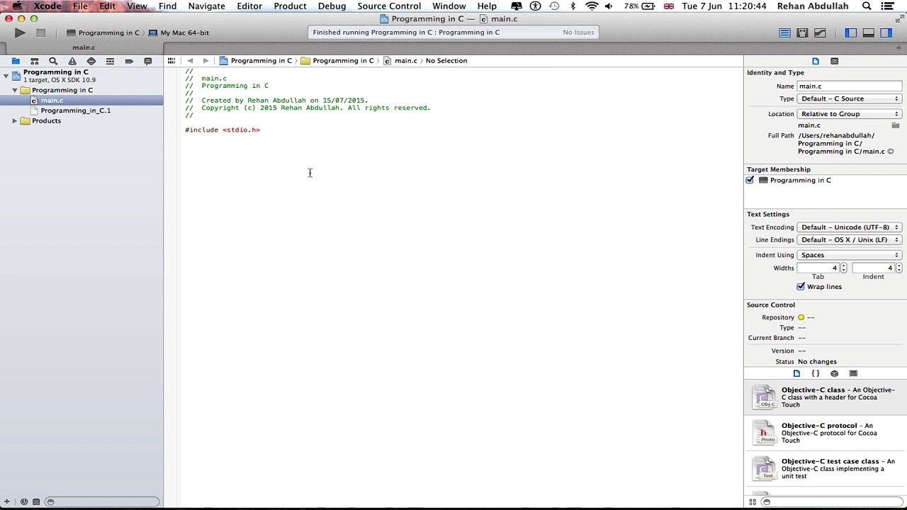 PROGRAMMING IN C / Xcode || Tutorial 12 - User Input
