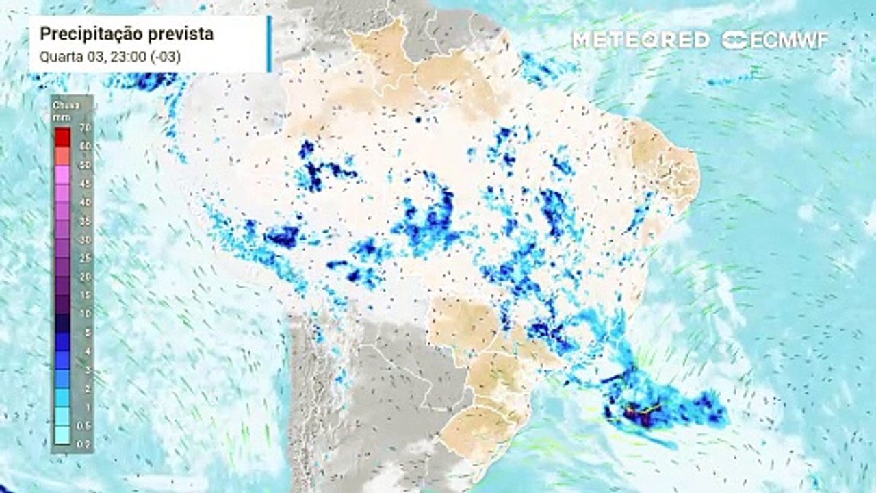 Previsão de Precipitação e Nebulosidade até sábado (06)