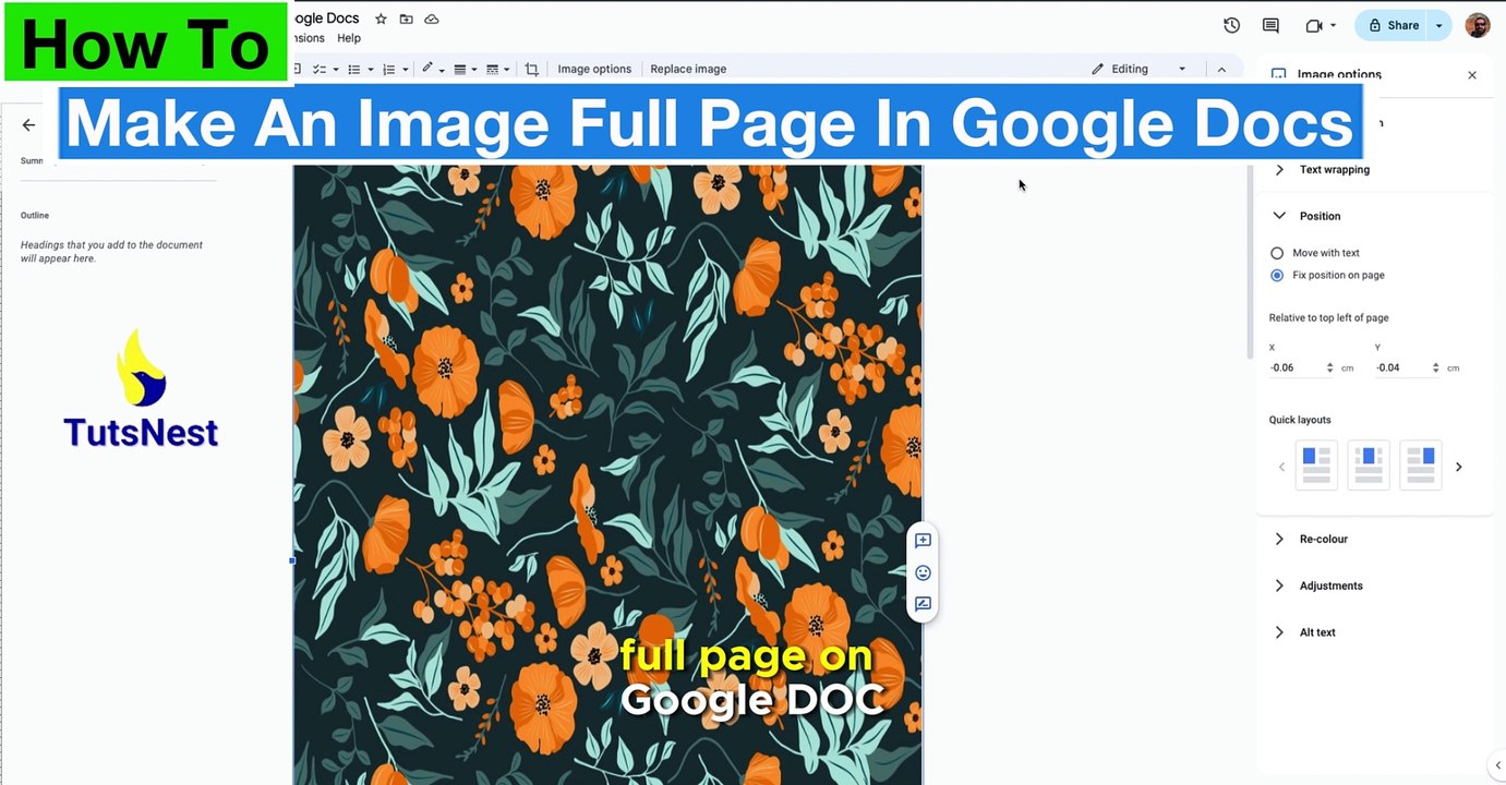 How To Make An Image Full Page In Google Docs