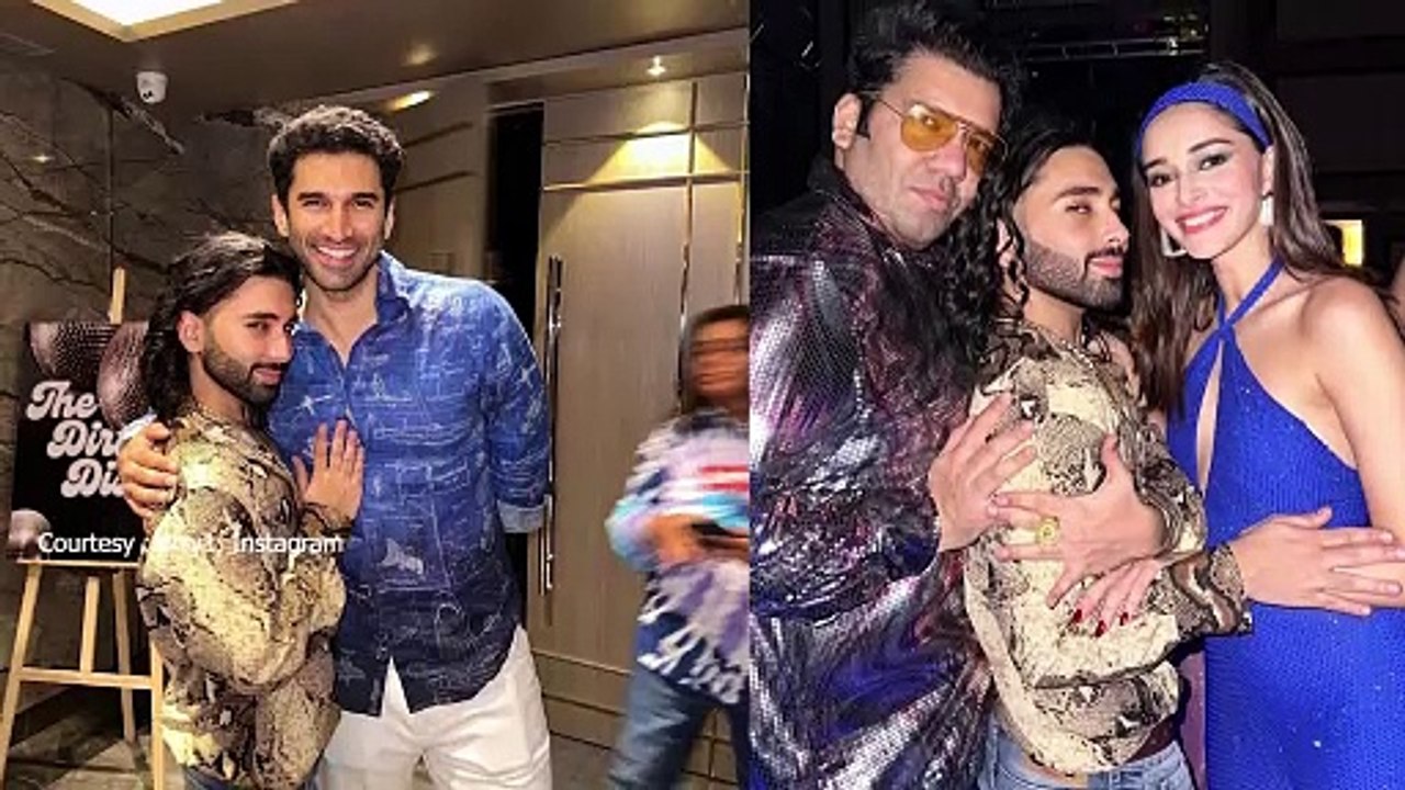 Ananya-Aditya twin in blue at party; Orry, Suhana Khan, Shanaya Kapoor join in