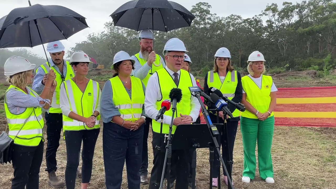Anthony Albanese inspects M1 Motorway works