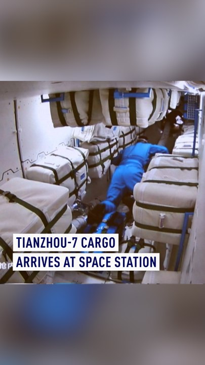 Shenzhou-17 crew transfer Tianzhou-7 cargo to space station