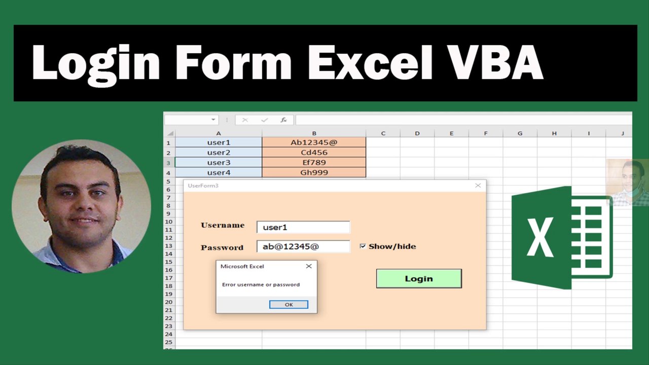 How to create login form in Microsoft Excel VBA 2024